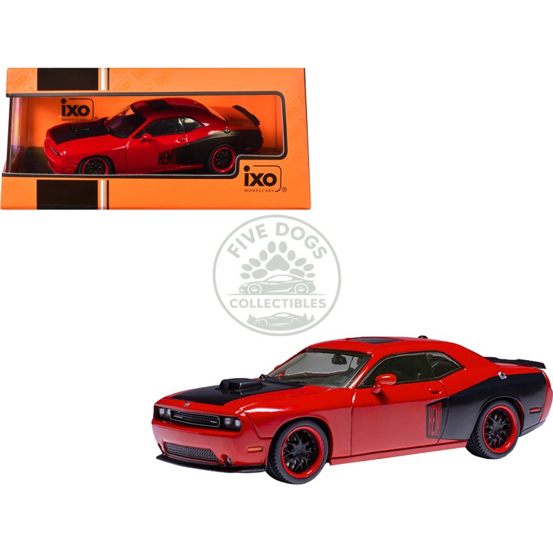 2009 dodge challenger srt8 red with black accents 1/43 diecast model by ixo models