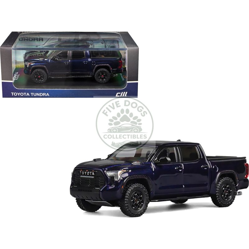 toyota tundra pickup truck dark blue metallic 1/64 diecast model car by cm model