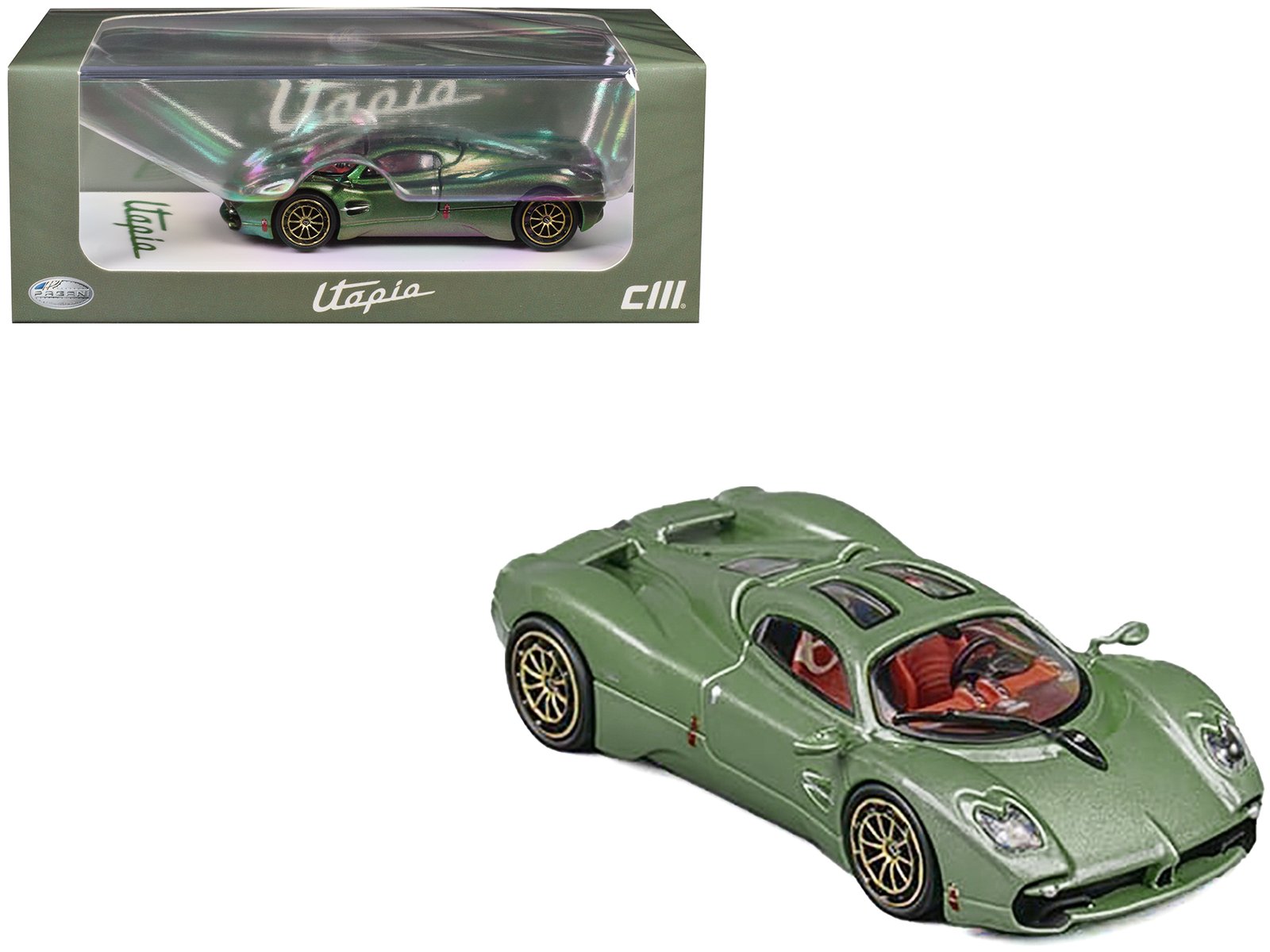 pagani utopia green metallic 1/64 diecast model car by cm model pagani utopia green metallic 1/64 diecast model car by cm model