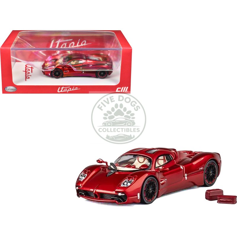 pagani utopia red metallic with red carbon top 1/64 diecast model car by cm model