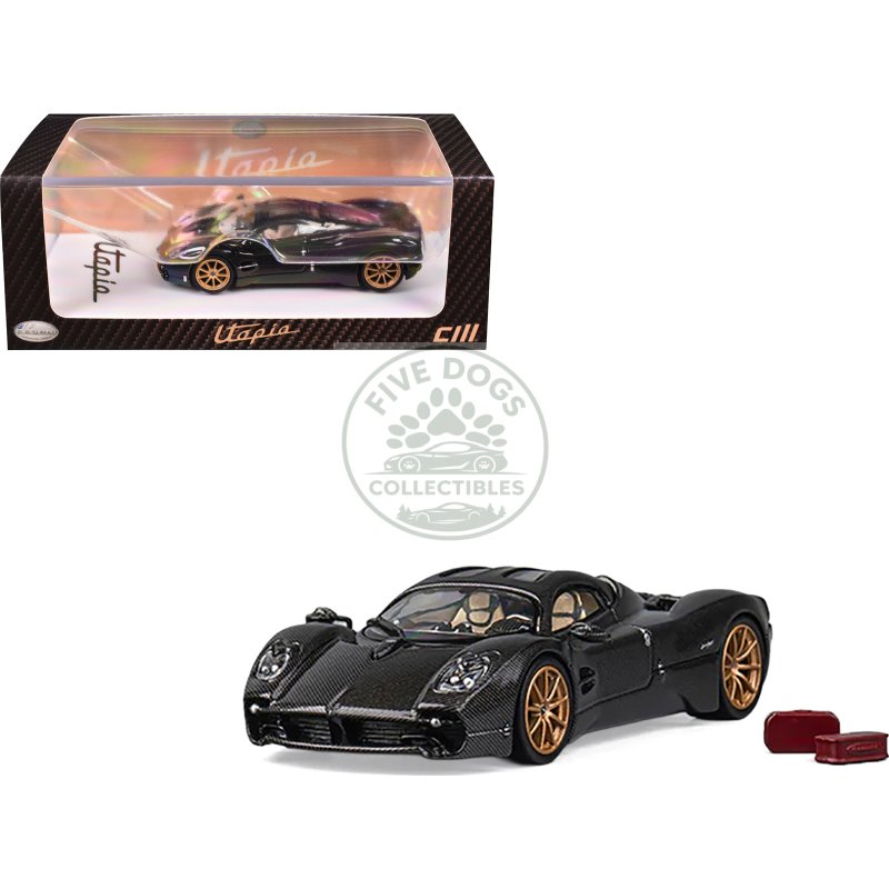 pagani utopia full carbon with gold wheels 1/64 diecast model car by cm model