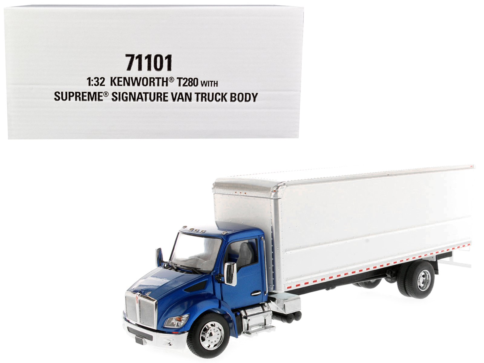 kenworth t280 with supreme signature van truck body blue and white "transport series" 1/32 diecast model by diecast masters kenworth t280 with supreme signature van truck body blue and white "transport series" 1/32 diecast model by diecast masters