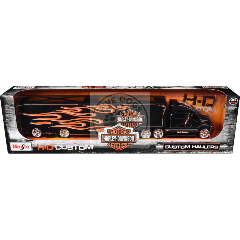 harley davidson custom hauler trailer black "custom haulers" series 1/64 diecast model by maisto