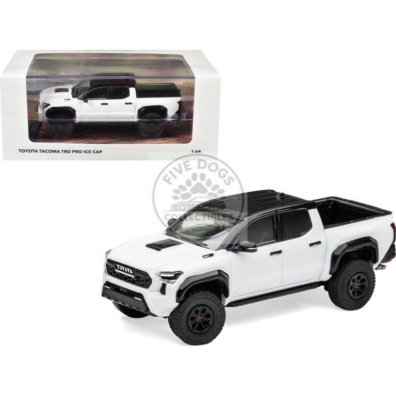 toyota tacoma trd pro pickup truck ice cap white with black top "diecasttalk exclusive" limited edition to 1008 pieces worldwide 1/64 diecast model car by gcd