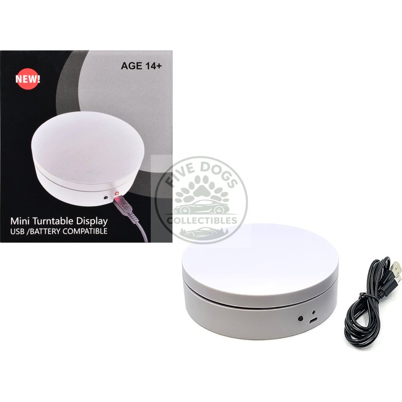 mini turntable rotating display stand 4.75" with white base for 1/64 scale model cars