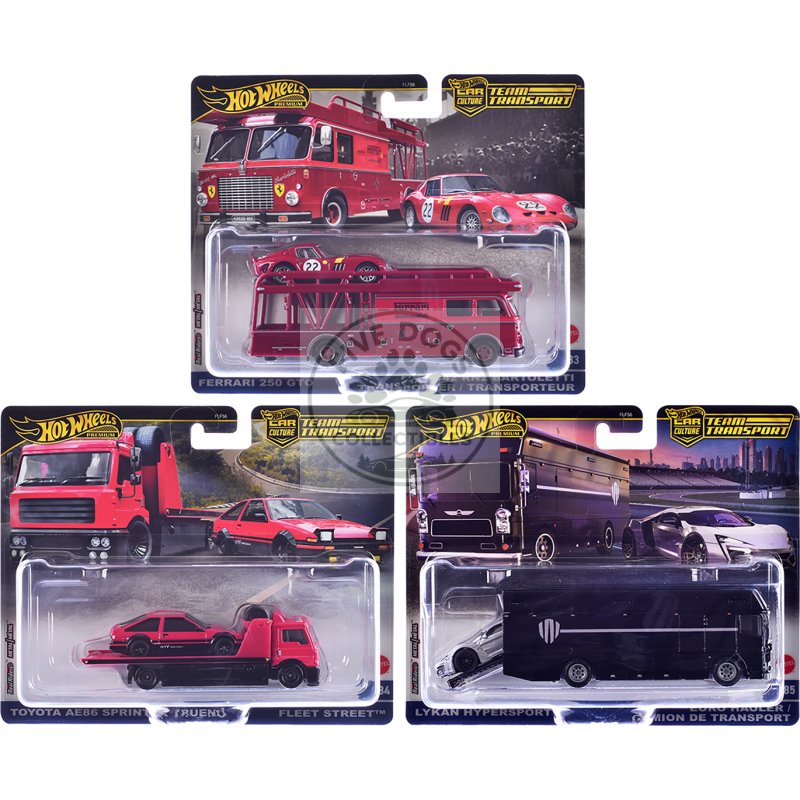 "team transport" 3 piece set h 2025 "car culture" series diecast model cars by hot wheels