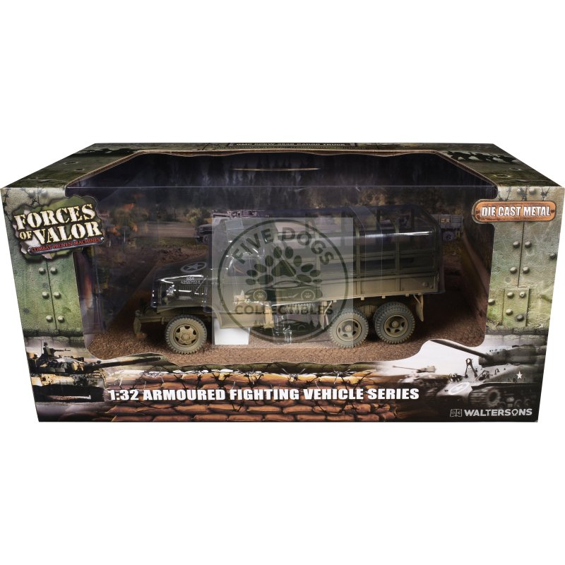 gmc cckw 353b cargo truck "1st infantry division weymouth england world war ii" (1945) united states army with figures "armoured fighting vehicle" series 1/32 diecast model by forces of valor