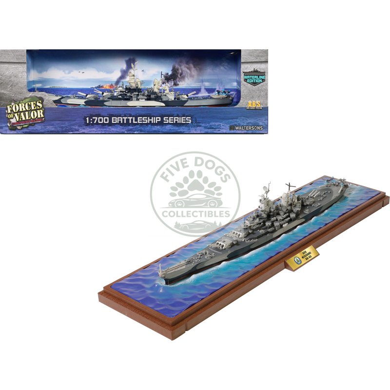 uss missouri (bb 63) iowa class battleship "battle of okinawa" (1945) united states navy (waterline edition) "battleship" series 1/700 diecast model by forces of valor