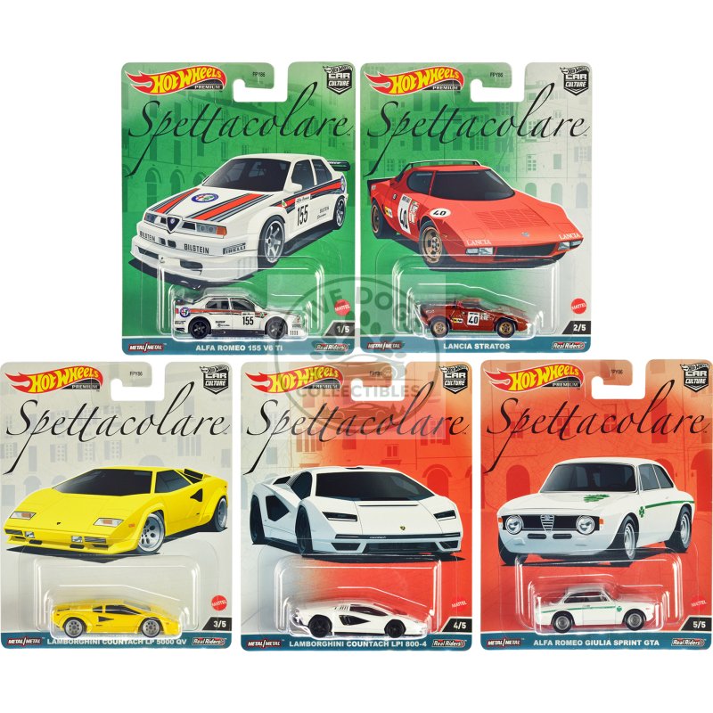 "spettacolare" 5 piece set "car culture" series diecast model cars by hot wheels