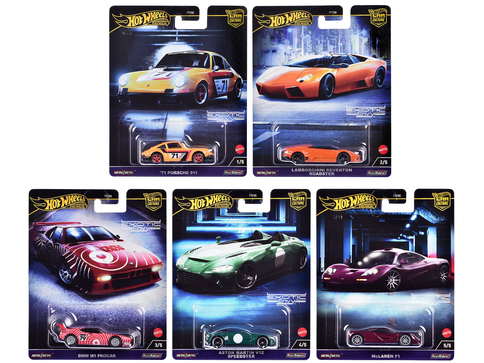 "exotic envy" 5 piece set "car culture" 2024 series g diecast model cars by hot wheels "exotic envy" 5 piece set "car culture" 2024 series g diecast model cars by hot wheels