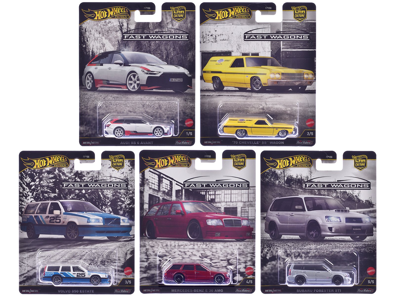 "fast wagons" 5 piece set "car culture" 2024 series j diecast model cars by hot wheels "fast wagons" 5 piece set "car culture" 2024 series j diecast model cars by hot wheels