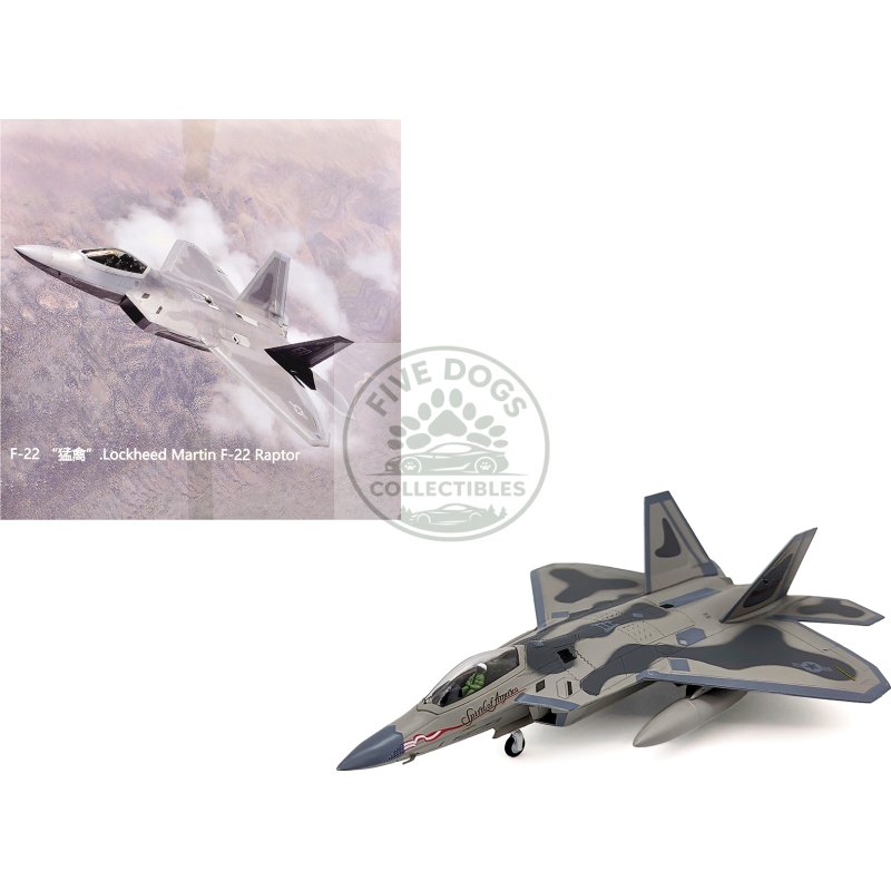 lockheed martin f 22a raptor aircraft "spirit of america 412th test wing edwards air force base" (1997) united states air force 1/100 diecast model airplane