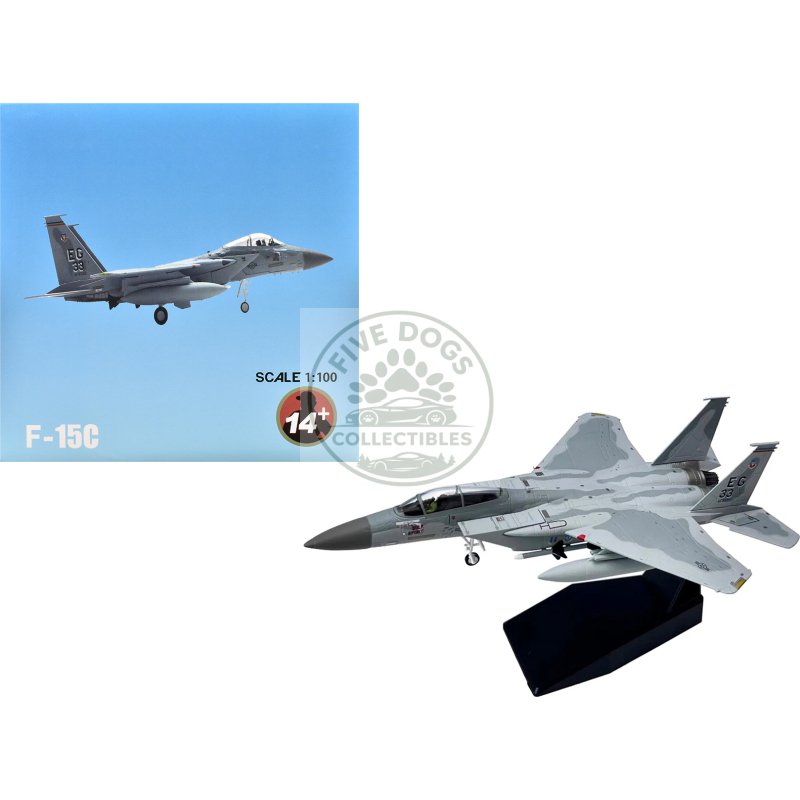 mcdonnell douglas f 15c eagle aircraft "mig killer gulf spirit 58th tactical fighter squadron 33rd tactical fighter wing desert storm" (1991) united states air force 1/100 diecast model airplane