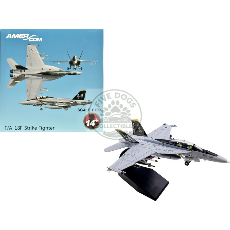 boeing f/a 18f super hornet fighter aircraft "vfa 103 jolly rogers 75th anniversary" (2018) united states navy 1/100 diecast model airplane