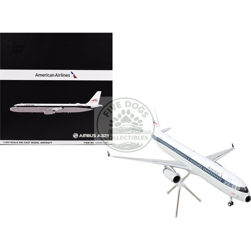 airbus a321 commercial aircraft "american airlines allegheny" (n579uw) white with blue stripes "gemini 200" series 1/200 diecast model airplane by geminijets