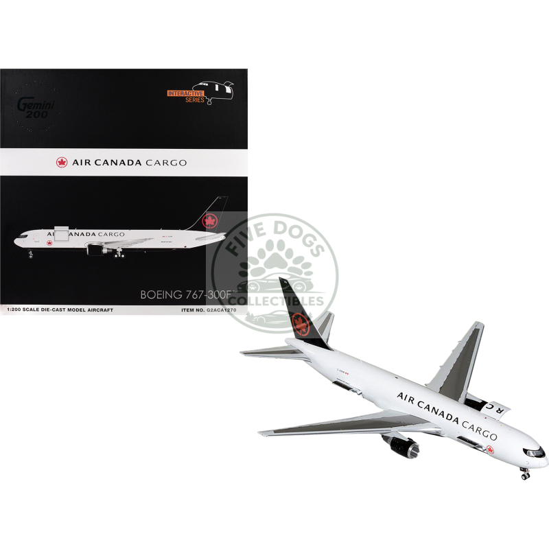 boeing 767 300f commercial aircraft "air canada cargo" (c gxhm) white with black tail "gemini 200 interactive series" 1/200 diecast model airplane by geminijets
