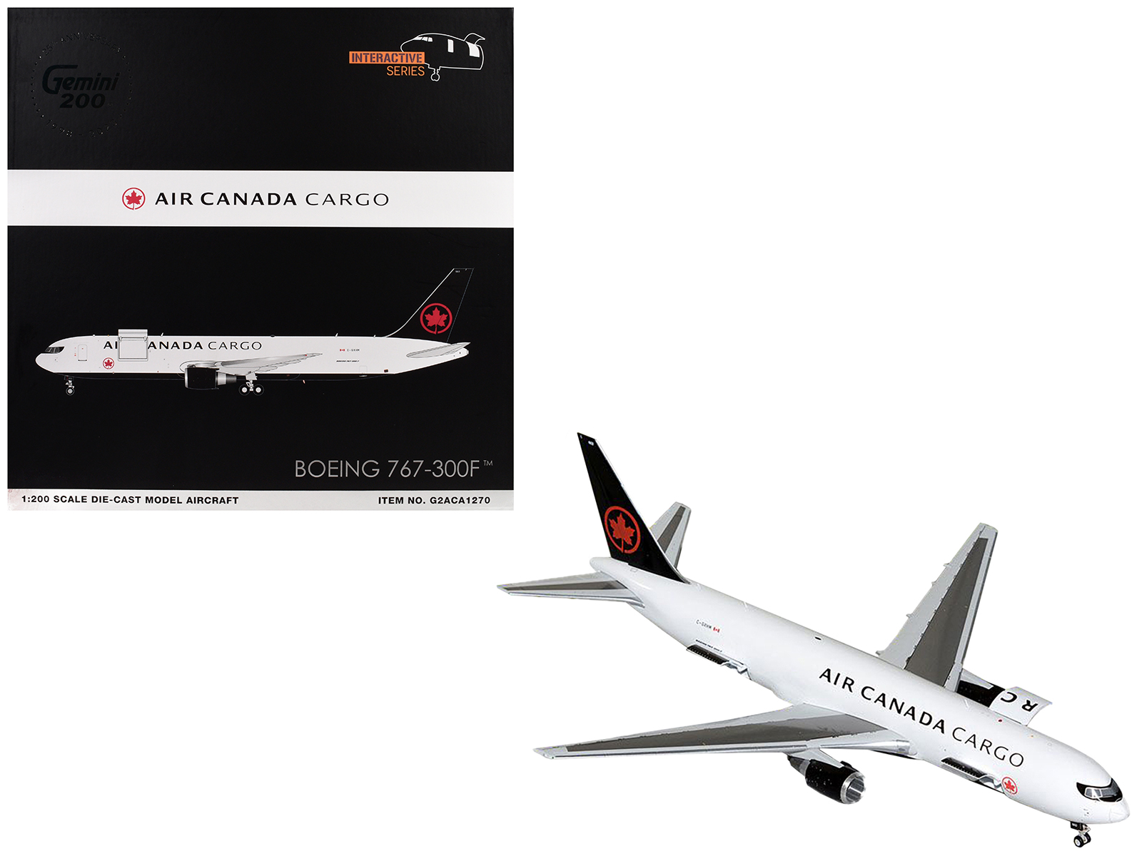 boeing 767 300f commercial aircraft "air canada cargo" (c gxhm) white with black tail "gemini 200 interactive series" 1/200 diecast model airplane by geminijets boeing 767 300f commercial aircraft "air canada cargo" (c gxhm) white with black tail "gemini 200 interactive series" 1/200 diecast model airplane by geminijets