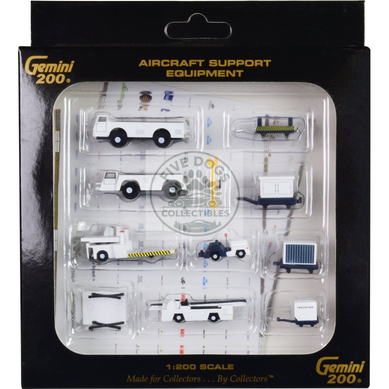 airport support equipment set of 10 pieces "gemini 200" series diecast models by geminijets