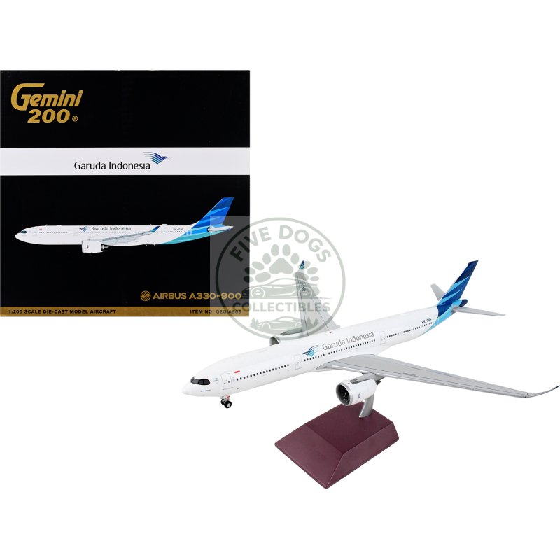 airbus a330 900 commercial aircraft "garuda indonesia" white with blue tail "gemini 200" series 1/200 diecast model airplane by geminijets