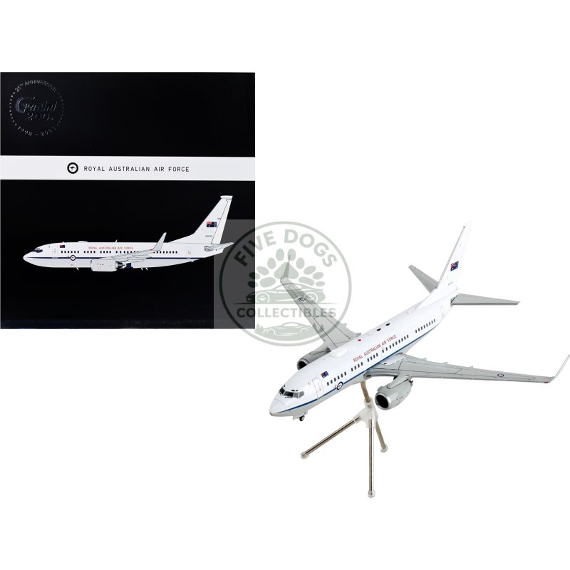 boeing 737 700 transport aircraft "royal australian air force a36 001" white and gray "gemini 200" series 1/200 diecast model airplane by geminijets