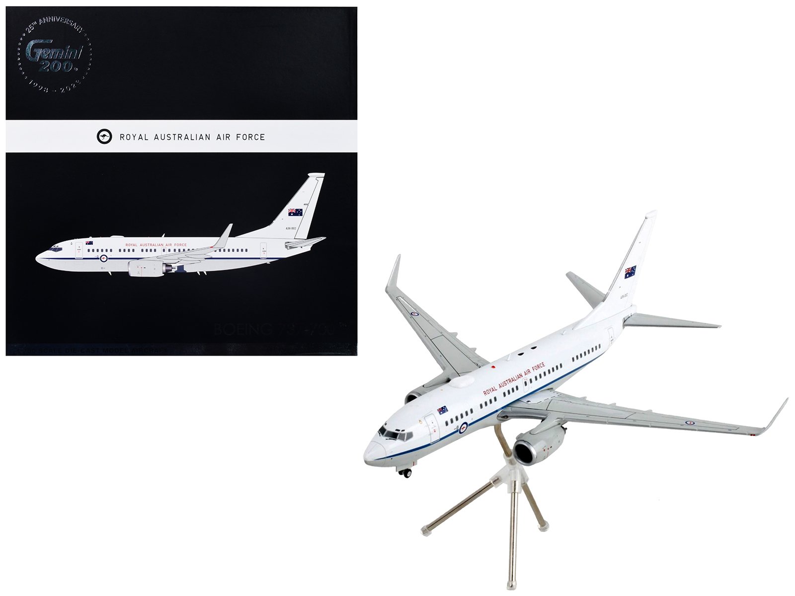 boeing 737 700 transport aircraft "royal australian air force a36 002" white and gray "gemini 200" series 1/200 diecast model airplane by geminijets boeing 737 700 transport aircraft "royal australian air force a36 002" white and gray "gemini 200" series 1/200 diecast model airplane by geminijets