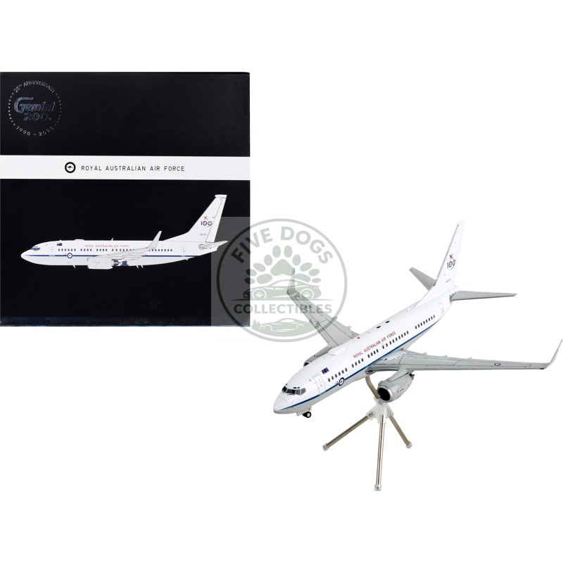 boeing 737 700 transport aircraft "royal australian air force 100th anniversary a36 001" white and gray "gemini 200" series 1/200 diecast model airplane by geminijets