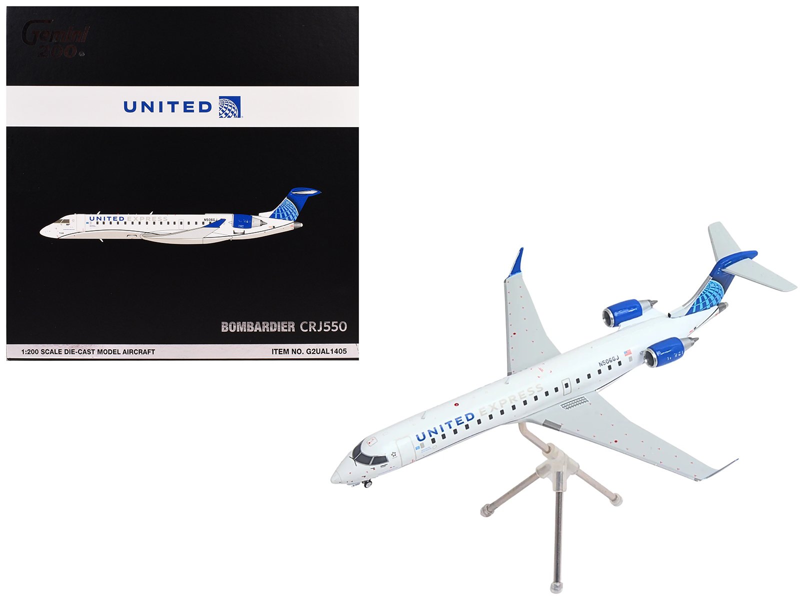 bombardier crj550 commercial aircraft "united express" (n506gj) white with blue tail "gemini 200" series 1/200 diecast model airplane by geminijets bombardier crj550 commercial aircraft "united express" (n506gj) white with blue tail "gemini 200" series 1/200 diecast model airplane by geminijets