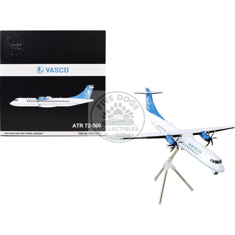 atr 72 500 commercial aircraft "vietnam air services company (vasco)" (vn b221) white with blue tail "gemini 200" series 1/200 diecast model airplane by geminijets