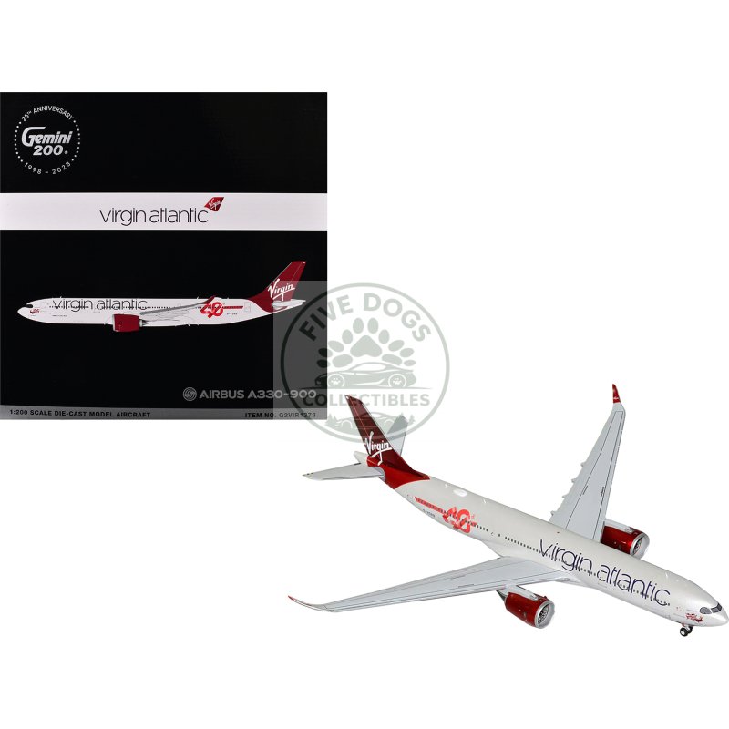 airbus a330 900 commercial aircraft "virgin atlantic" (g vsrb) gray with red tail "gemini 200" series 1/200 diecast model airplane by geminijets