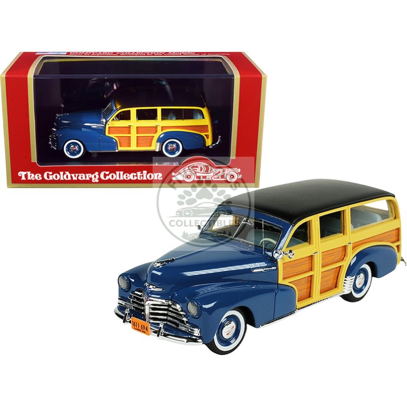 1948 chevrolet fleetmaster woodie station wagon como blue with black top limited edition to 240 pieces worldwide 1/43 model car by goldvarg collection