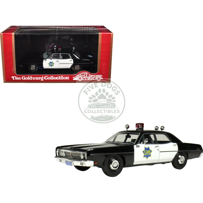 1970 ford custom police car "san francisco police department" black and white limited edition to 200 pieces worldwide 1/43 model car by goldvarg collection