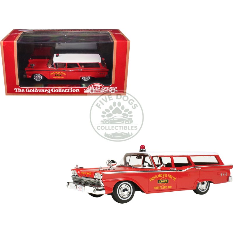 1959 ford country squire "fruitland md fire chief" red with white top limited edition to 200 pieces worldwide 1/43 model car by goldvarg collection