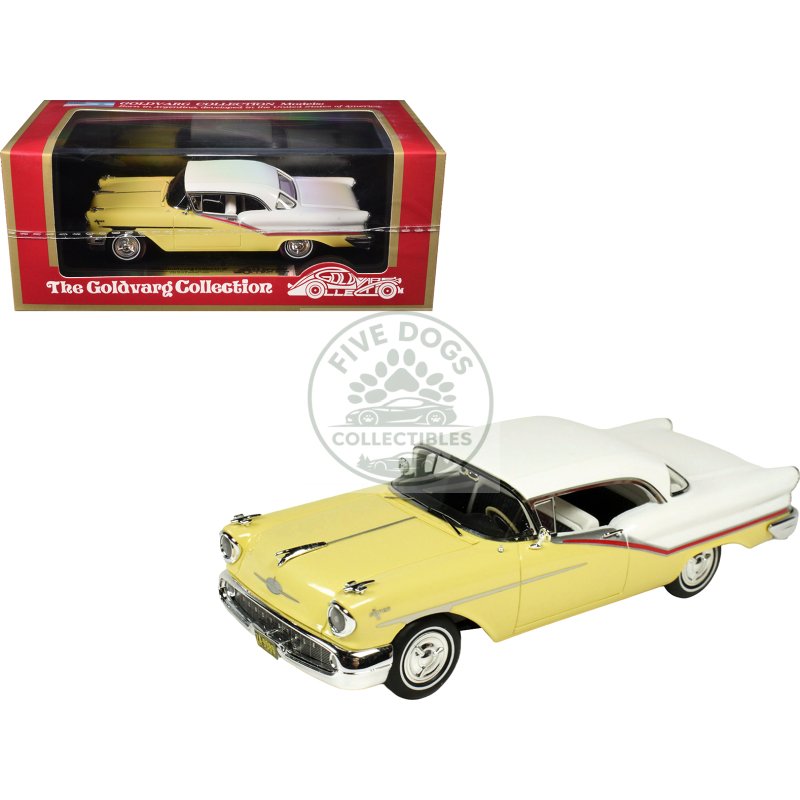 1957 oldsmobile starfire coronado yellow and alcan white limited edition to 200 pieces worldwide 1/43 model car by goldvarg collection