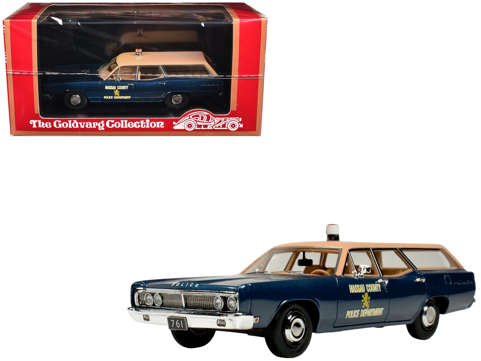 1970 ford country squire wagon police car "nassau county police department" blue and tan limited edition to 200 pieces worldwide 1/43 model car by goldvarg collection 1970 ford country squire wagon police car "nassau county police department" blue and tan limited edition to 200 pieces worldwide 1/43 model car by goldvarg collection