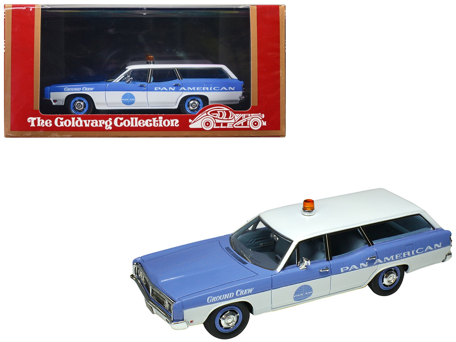 1970 ford galaxie station wagon blue and white with blue interior "pan american airlines ground crew" limited edition to 180 pieces worldwide 1/43 model car by goldvarg collection 1970 ford galaxie station wagon blue and white with blue interior "pan american airlines ground crew" limited edition to 180 pieces worldwide 1/43 model car by goldvarg collection
