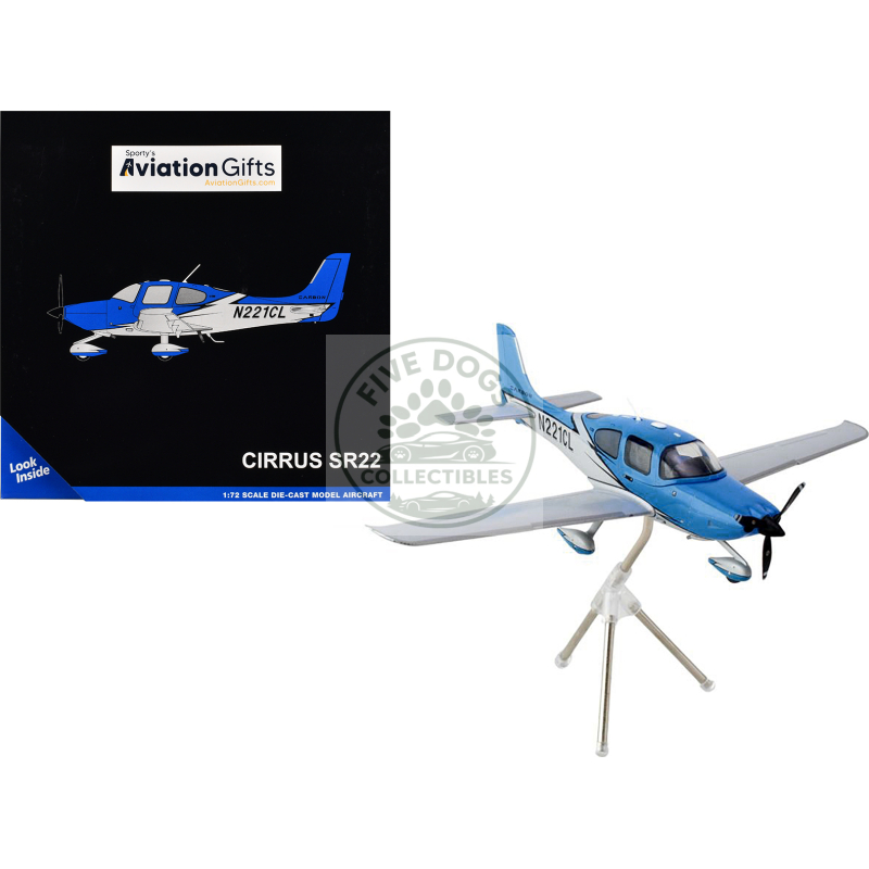 cirrus sr22 composite aircraft (n221cl) blue "gemini general aviation" series 1/72 diecast model airplane by geminijets