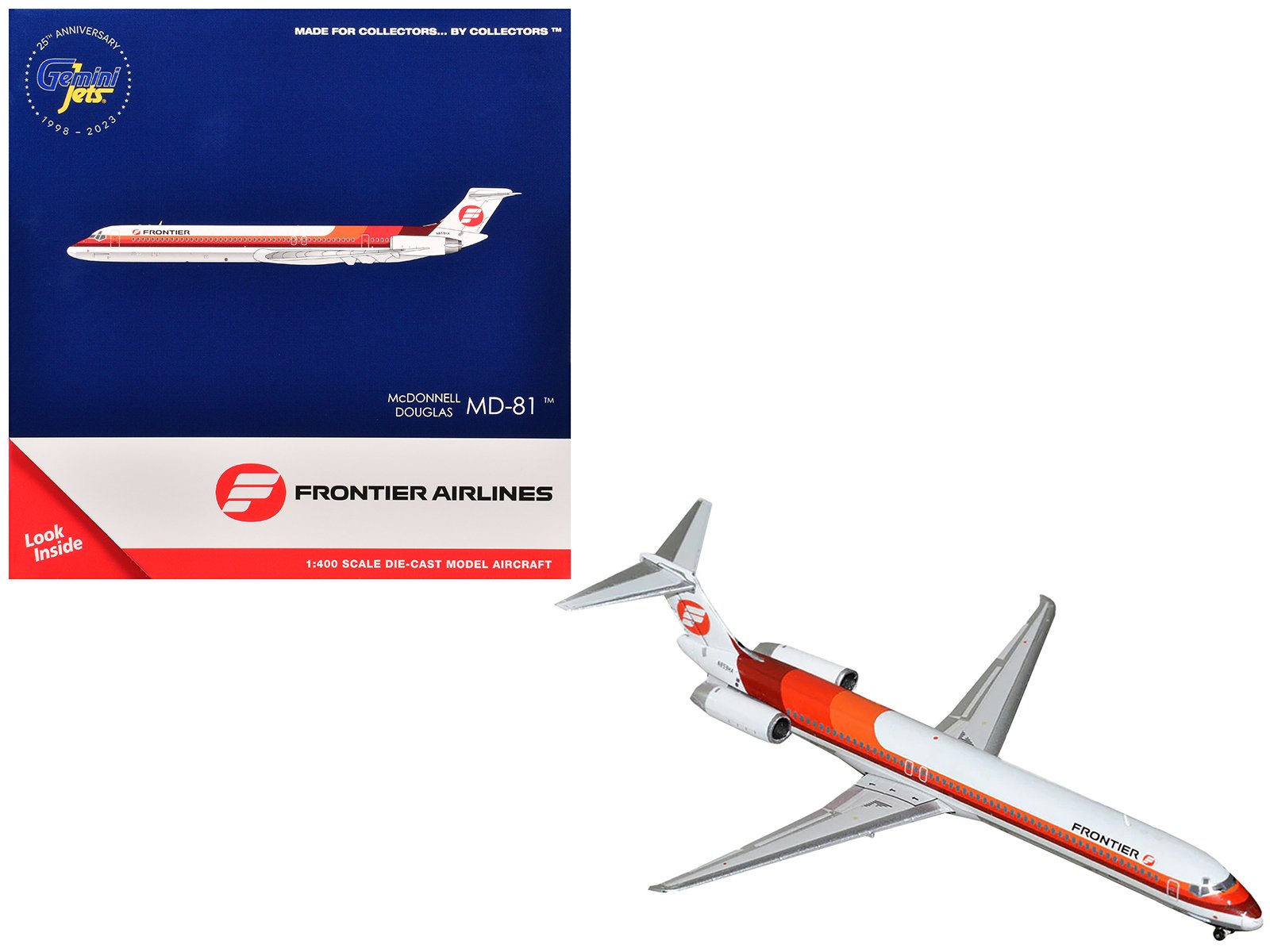 mcdonnell douglas md 81 commercial aircraft "frontier airlines" (n859ha) white with stripes 1/400 diecast model airplane by geminijets mcdonnell douglas md 81 commercial aircraft "frontier airlines" (n859ha) white with stripes 1/400 diecast model airplane by geminijets