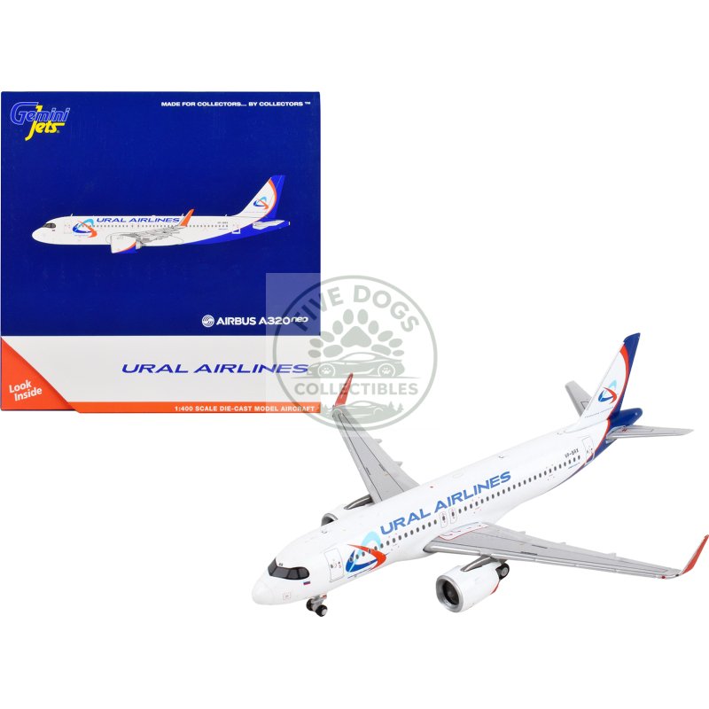 airbus a320neo commercial aircraft "ural airlines" white with blue tail 1/400 diecast model airplane by geminijets