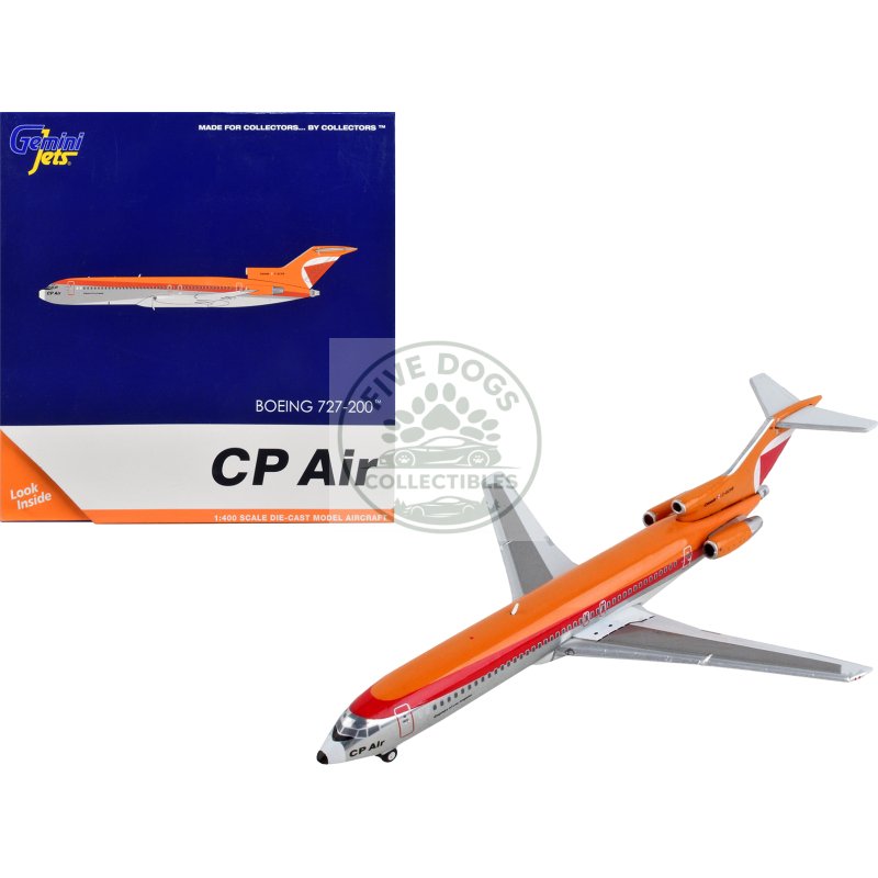 boeing 727 200 commercial aircraft "cp air" orange and silver with red stripes 1/400 diecast model airplane by geminijets