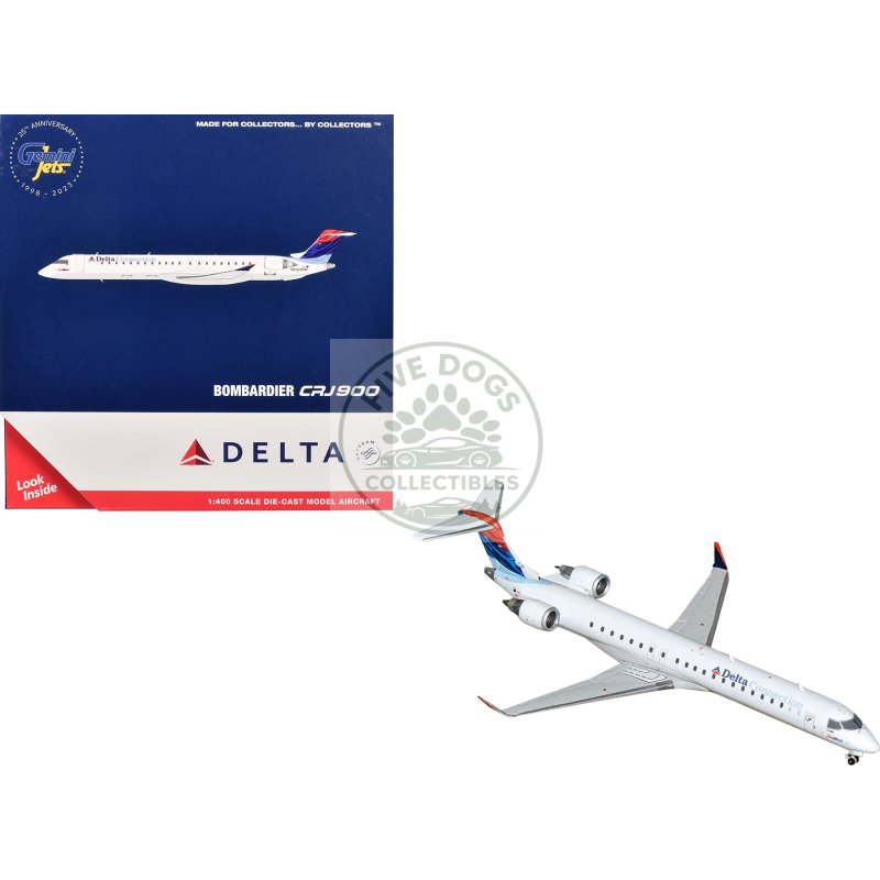 bombardier crj900 commercial aircraft "delta connection skywest airlines" (n806sk) white with blue and red tail 1/400 diecast model airplane by geminijets