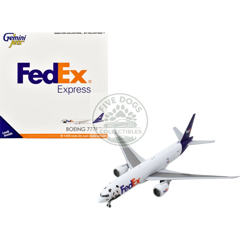 boeing 777f commercial aircraft "federal express (fedex) panda express" (n886fd) white with purple tail 1/400 diecast model airplane by geminijets
