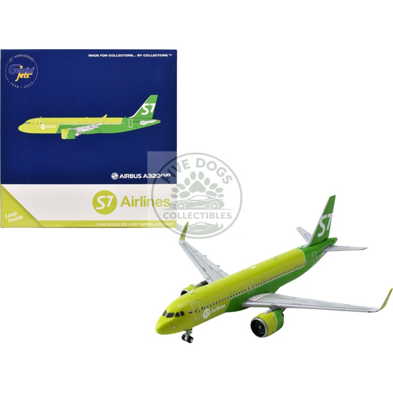 airbus a320neo commercial aircraft "s7 airlines" (ra 73428) green two tone 1/400 diecast model airplane by geminijets
