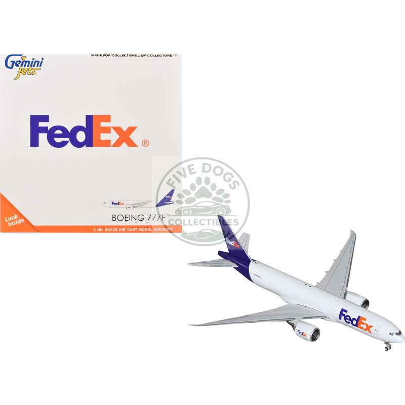 boeing 777f commercial aircraft "fedex (federal express)" (n895fd) white with purple tail 1/400 diecast model airplane by geminijets
