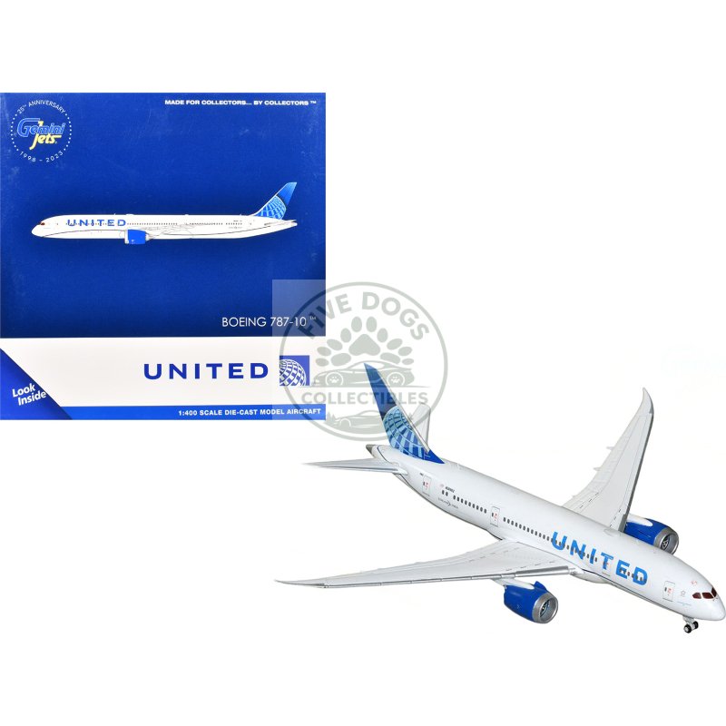 boeing 787 8 commercial aircraft "united airlines" (n26902) white with blue tail 1/400 diecast model airplane by geminijets