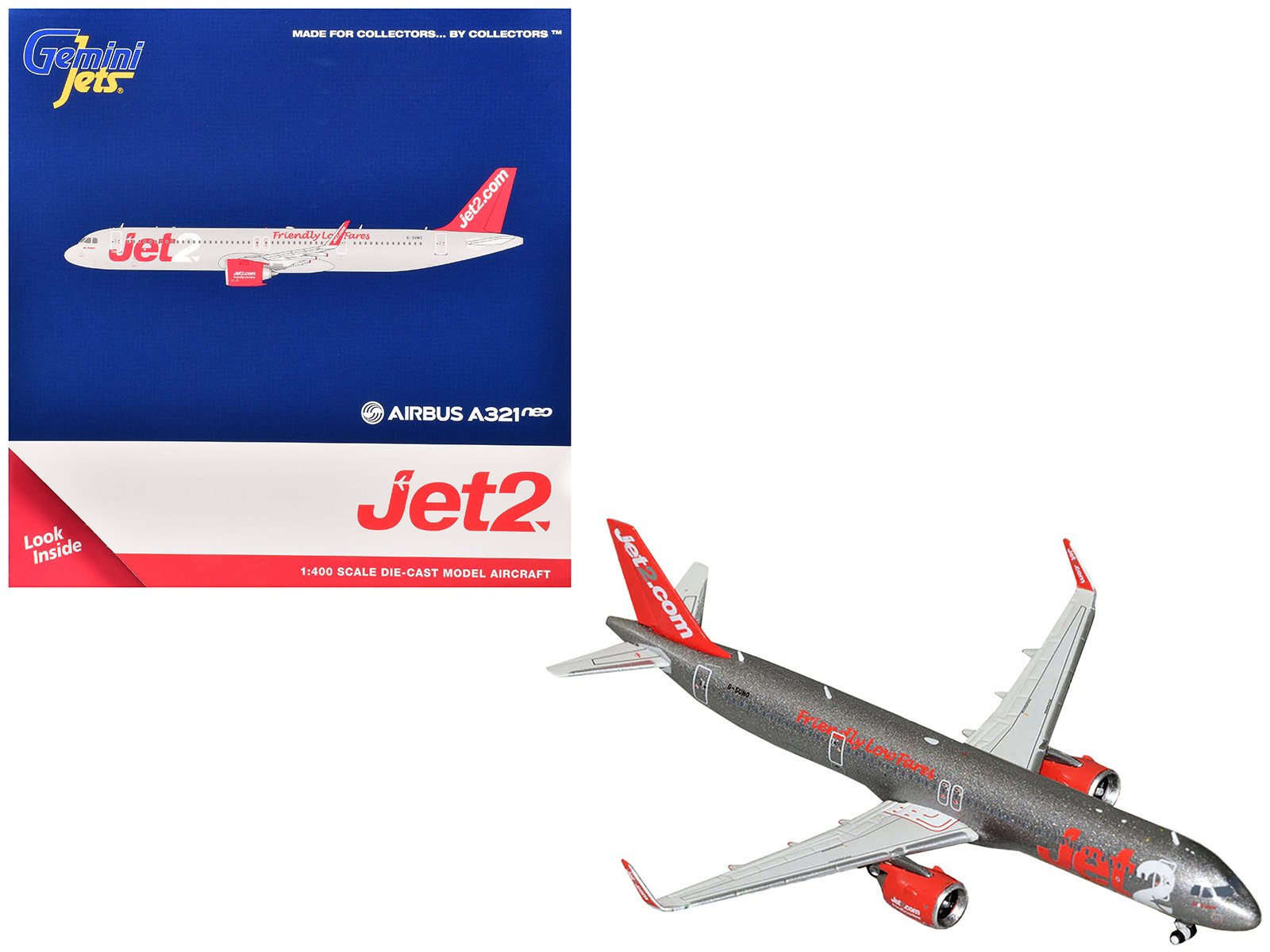 airbus a321neo commercial aircraft "jet2" (g suno) gray metallic with red tail 1/400 diecast model airplane by geminijets airbus a321neo commercial aircraft "jet2" (g suno) gray metallic with red tail 1/400 diecast model airplane by geminijets