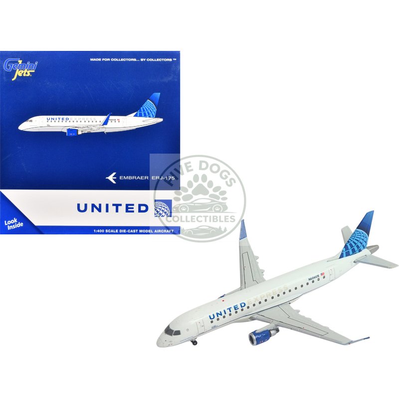 embraer erj 175 commercial aircraft "united express skywest airlines" (n606ux) white with blue tail 1/400 diecast model airplane by geminijets