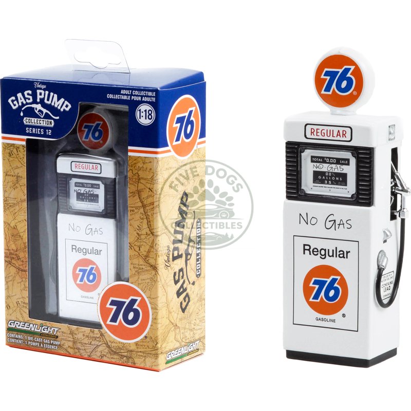 1951 wayne 505 gas pump "union 76 regular gasoline" "no gas" white "vintage gas pumps" series 12 1/18 diecast model by greenlight