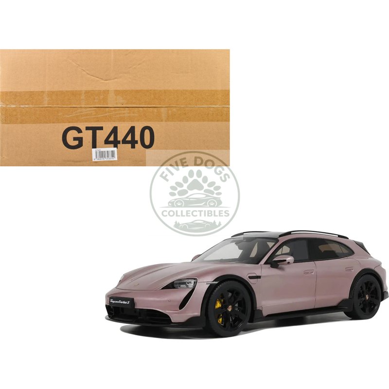 2022 porsche taycan turbo s cross turismo pink metallic 1/18 model car by gt spirit
