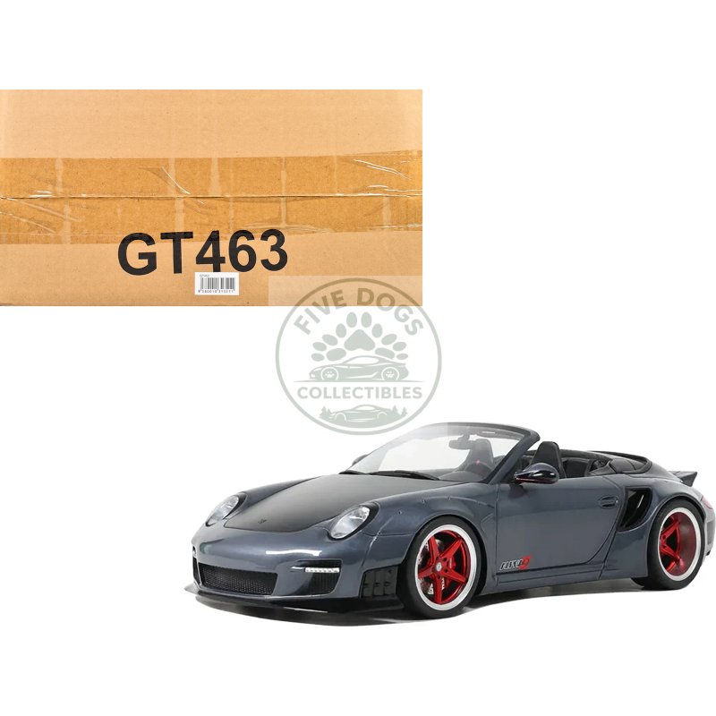 porsche 911 lb works alpha 9 gray with black hood 1/18 model car by gt spirit
