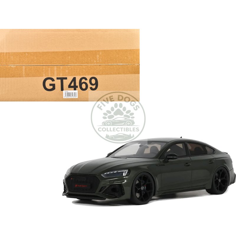2023 audi rs 5 competition dark green metallic 1/18 model car by gt spirit